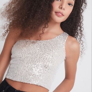 NWT! One Shoulder Sequin Top